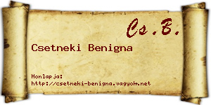 Csetneki Benigna névjegykártya